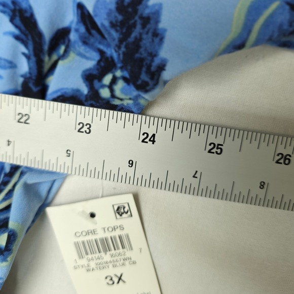 JM Collection Floral Paisley V-Neck Flowy Top Womens 3X Blue Coastal Tunic Boho - Picture 7 of 8